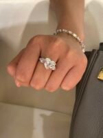 5-Carat Lab-Grown Heart-Cut Diamond Three-Stone Ring: E Color, VS1 Clarity with Pear Accents in 18K White Gold