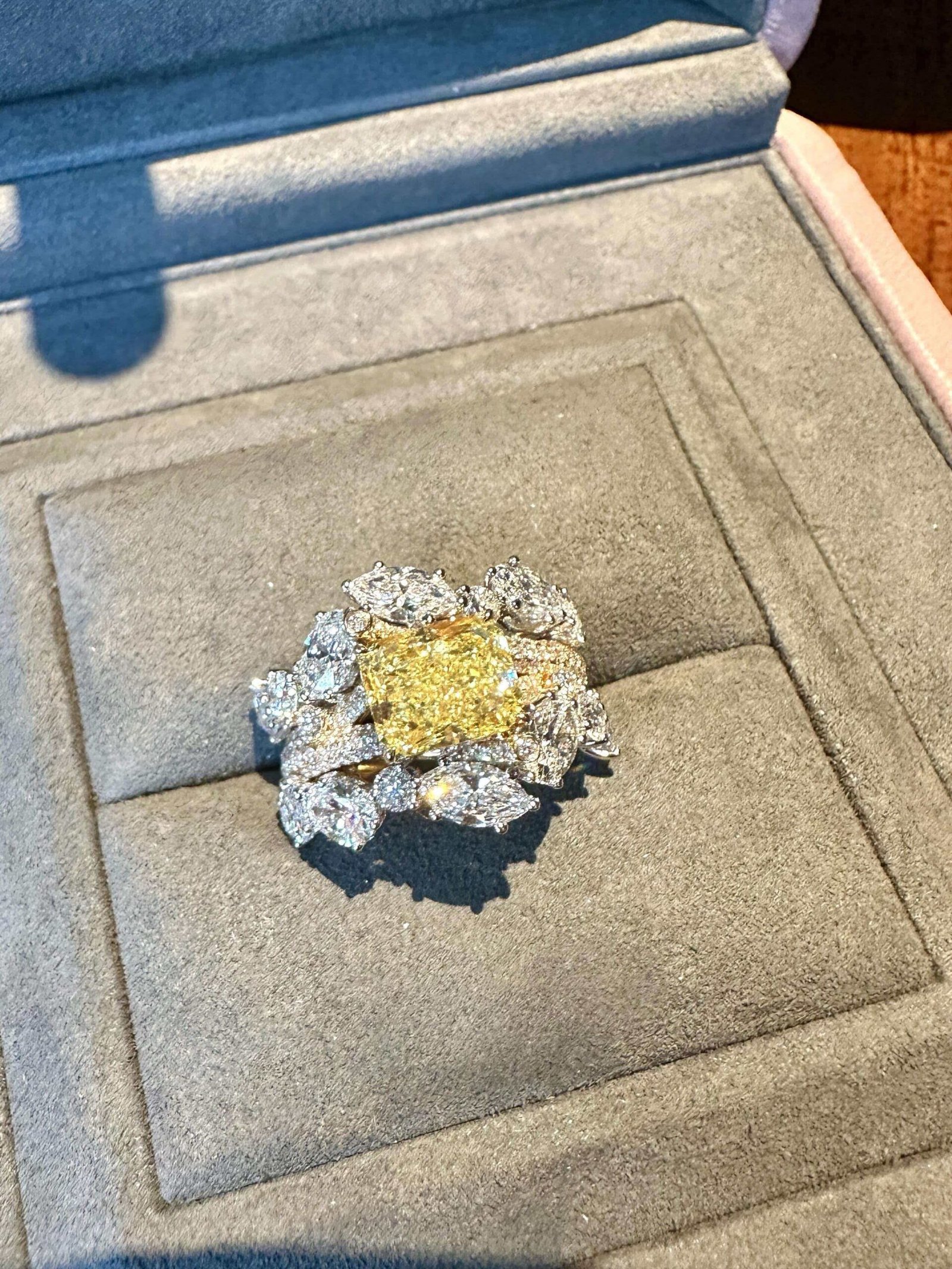 627cdcbc97baecdd78cff5190d3b8f91 2.45ct Lab-Grown Fancy Intense Yellow Diamond Radiant-Cut Statement Ring - Image 1