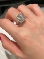 10-Carat Lab-Grown Asscher-Cut Diamond Halo Ring: E Color, VS1 Clarity in 14K White Gold