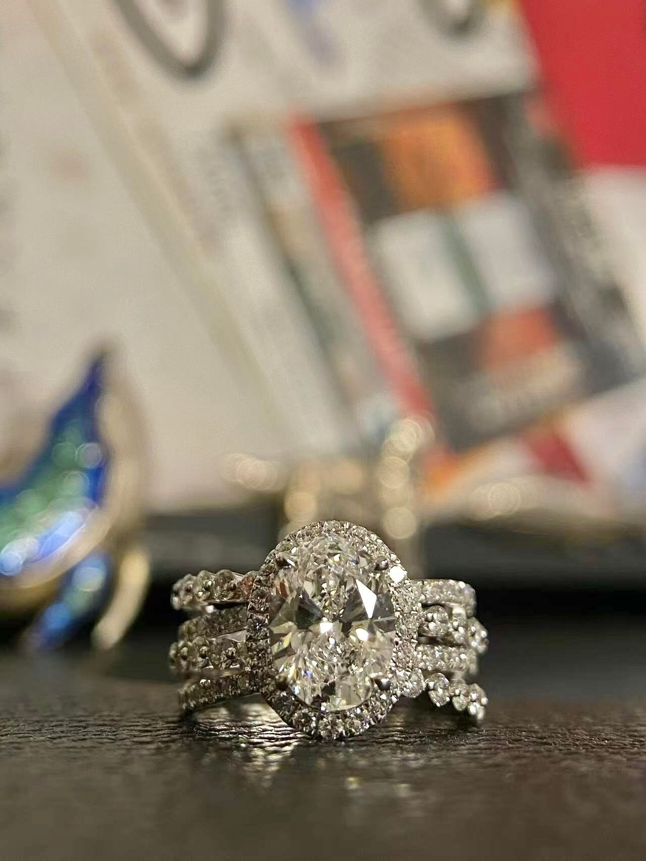 6e775ec25609144d76978c15a77e9dfd 3.45-Carat Lab-Grown Diamond Ring: D Color, VVS1 Clarity in 14K White Gold - Image 1