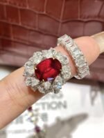 4.1ct Lab-Grown Pigeon Blood Ruby Jewelry Set (Ring + Bracelet) - Image 2