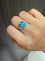 6.75-Carat Cushion-Cut Tourmaline Ring: 14K White Gold Setting with 1.5CT Heart-Shaped Lab-Grown Diamonds - Image 4