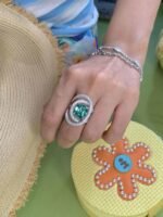 4.95-Carat Cushion-Cut Green Tourmaline Ring: VS1 Clarity with Star Orbit Design in 14K White Gold - Image 4