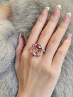 20-Carat Natural Pink Tourmaline Ring: Cushion Cut in 18K White Gold - Image 4