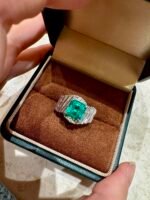 3-Carat Lab-Grown Emerald Ring: Asscher Cut in 18K White Gold Setting