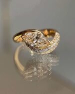 3-Carat Lab-Grown Marquise Diamond Ring: E Color, VVS2 Clarity in 14K Gold