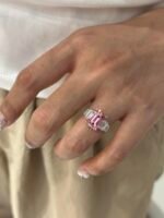 5-Carat Pink Tourmaline Ring: VS1 Clarity with Lab-Grown Diamond Accents in 18K Gold