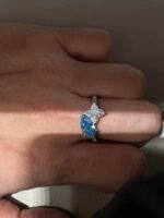 1.5ct & 1.8ct Dual-Stone Ring: Lab-Grown Blue Sapphire + Diamond in 14K White Gold - Image 2