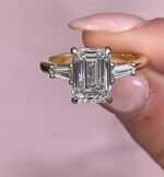 Three-Stone Lab-Grown Emerald-Cut Diamond Ring