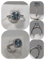 Laboratory grown blue round diamond rings - Image 2