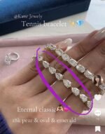 Pear-shaped tennis bracelet and earrings