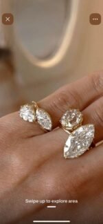 Lab-grown diamond earrings and ring - Image 2