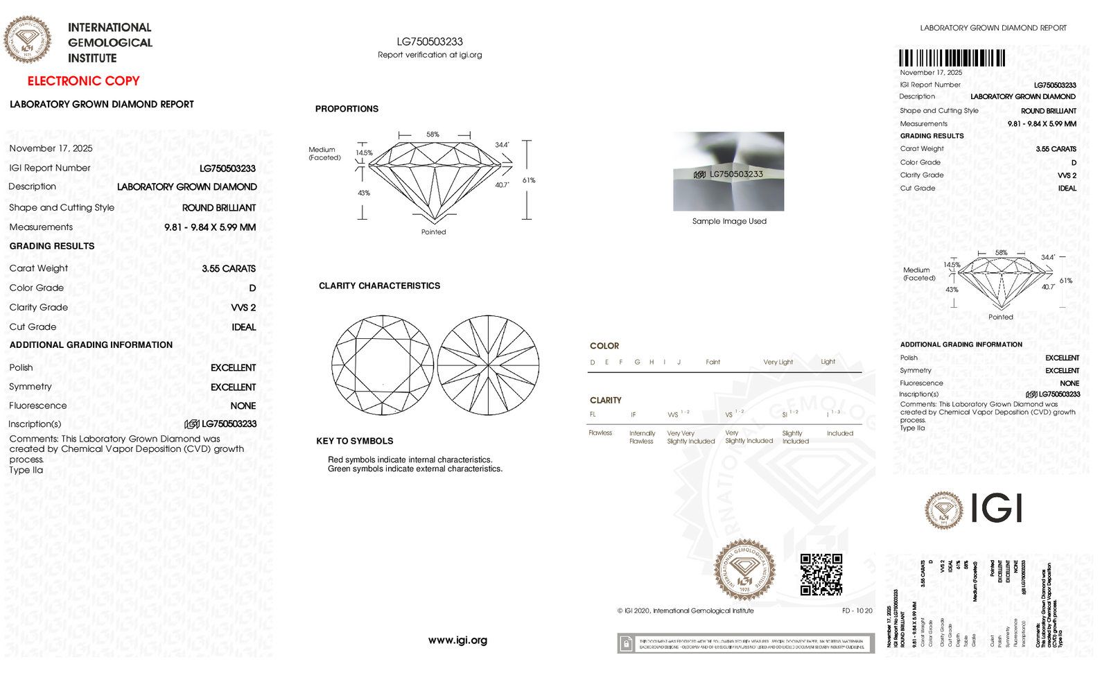 187a2499bf1b8c157f241354827866d8 3.55 carat round cut lab grown diamond - Image 1